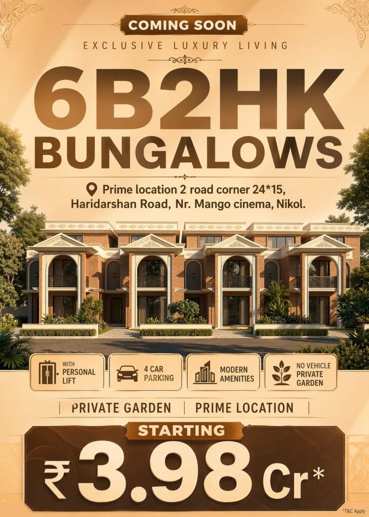 MK Property Real Estate & Loan Services New residetial luxurios project launch 6b2hk bungalow villa for sale in nikol ahmedabad gujarat